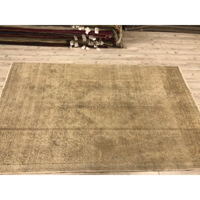 Tan Vintage Tan Oushak Handmade Tribal Rug For Sale - Image 8 of 11