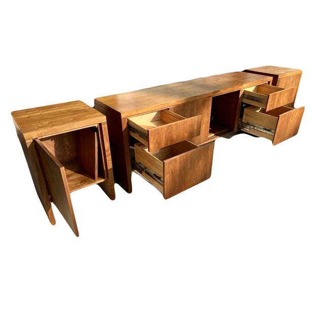 Mid-Century Modern Mid-Century Modern Credenza and Cabinet Set, 3 Pieces For Sale - Image 3 of 8