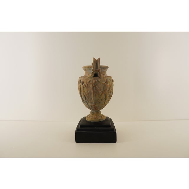 Vintage Greek Roman Neoclassical Urn on Black Base For Sale - Image 11 of 18