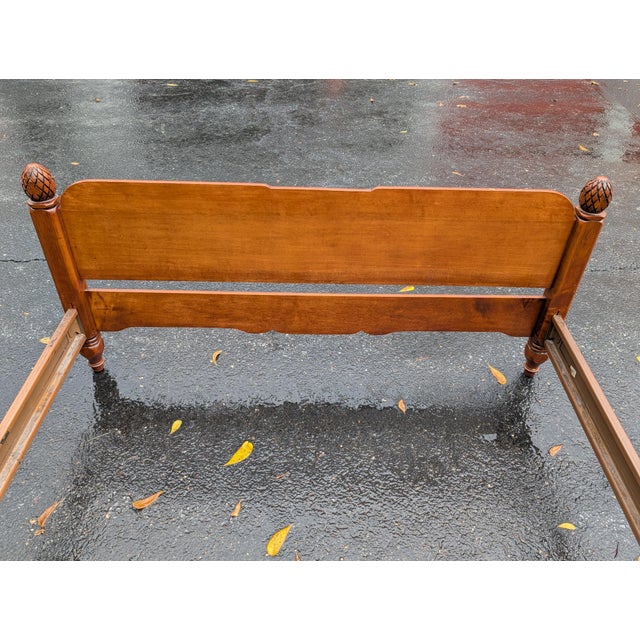 Brown Vintage Cushman Style Colonial Maple Full-Size Bedframe For Sale - Image 8 of 10