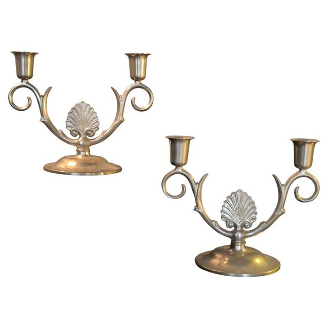 Swedish Grace Pewter Candelabras, 1934, Set of 2 For Sale - Image 6 of 6