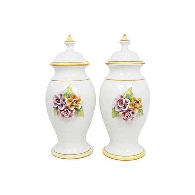 Mid-Century Italian Porcelain Ginger Jars - a Pair For Sale - Image 9 of 9