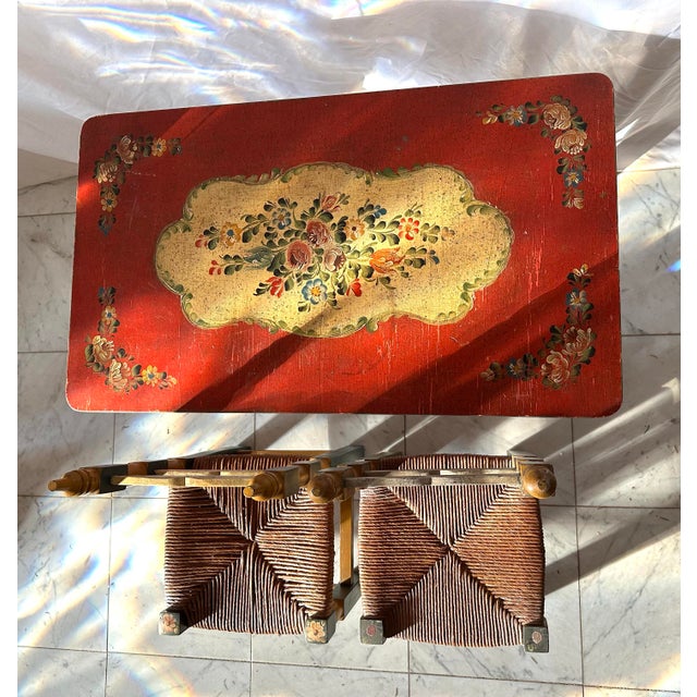 Whimsical child’s antique Bauermalerei German folk art table and chairs. Purchased from an elderly gentleman in his 90’s...