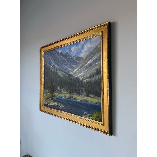 2001 Dan Young “Frying Pan Lake” Original Landscape Oil on Masonite Painting – Gilt Wood Framed For Sale - Image 4 of 12