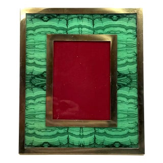 Mid-Century Faux Malachite Picture Frame, Italy, 1970s For Sale