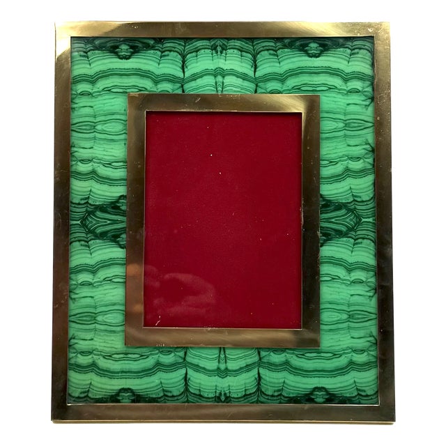 Mid-Century Faux Malachite Picture Frame, Italy, 1970s For Sale