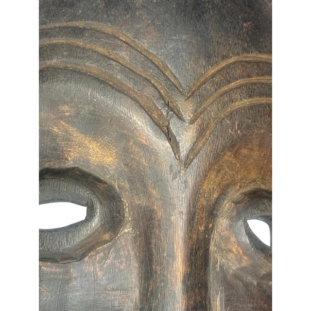 Brown 1950s Dan Gle Face Mask Ivory Coast Deangle Type Hardwood Ethnographic Tribal For Sale - Image 8 of 9