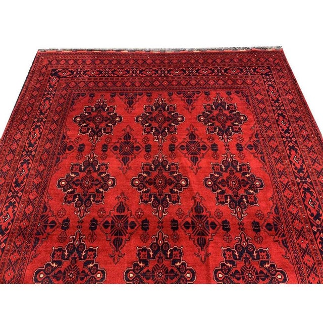Ruby Red Fine Quality Hand Knotted Afghan Khal Muhammadi Wool Area Rug 9.2 X 6.7 Ft For Sale - Image 8 of 13