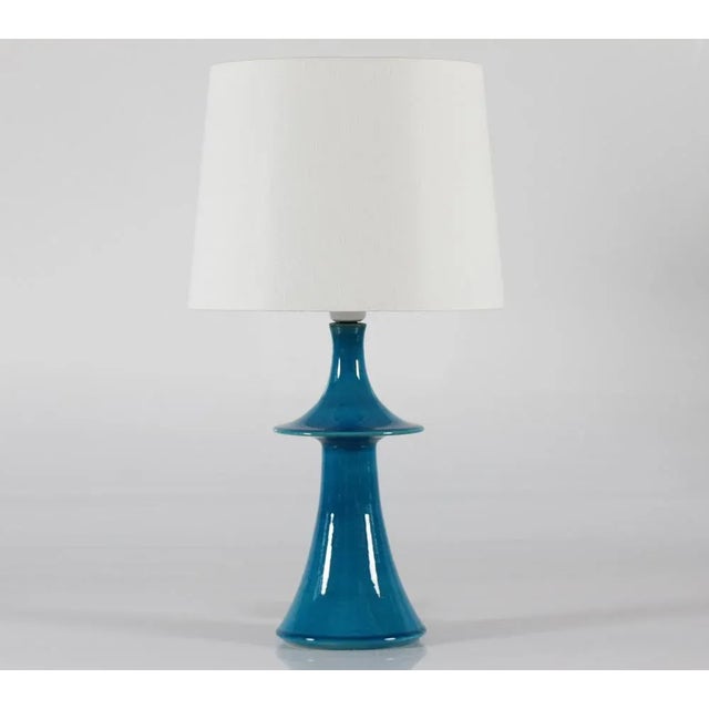 Danish Turquoise blue Sculptural Table Lamp by Kähler + Poul Erik Eliasen, 1960s For Sale - Image 13 of 13