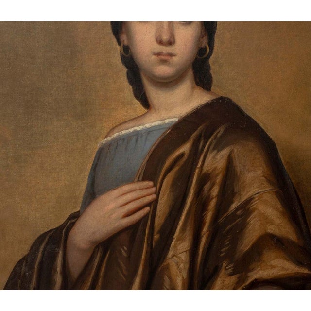 European School Portrait of a Woman, Oil on Canvas, 19th Century For Sale - Image 4 of 7
