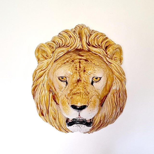 Large Lion's Head Wall Relief in Majolica Ceramic, Italy, 1960s For Sale - Image 17 of 17