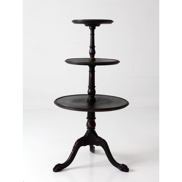 Wood Antique Victorian Tiered Stand With Claw Feet For Sale - Image 7 of 17