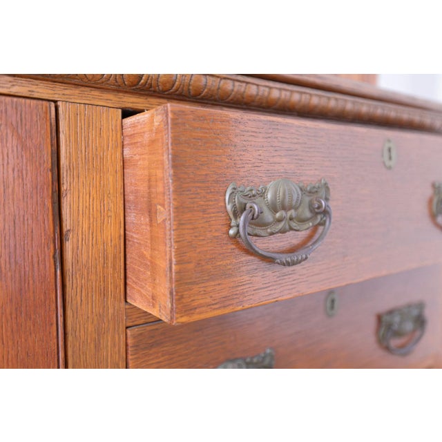 Wood Antique English Oak Glazed Bookcase | Circa 1910 For Sale - Image 7 of 12