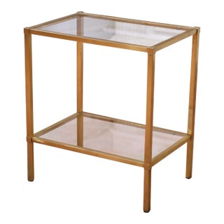 Mid-Century French Maison Jansen–Style Brass and Glass Side Table For Sale