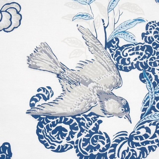 English Sample - Schumacher X Miles Redd Peacock Fabric in Porcelain For Sale - Image 3 of 5