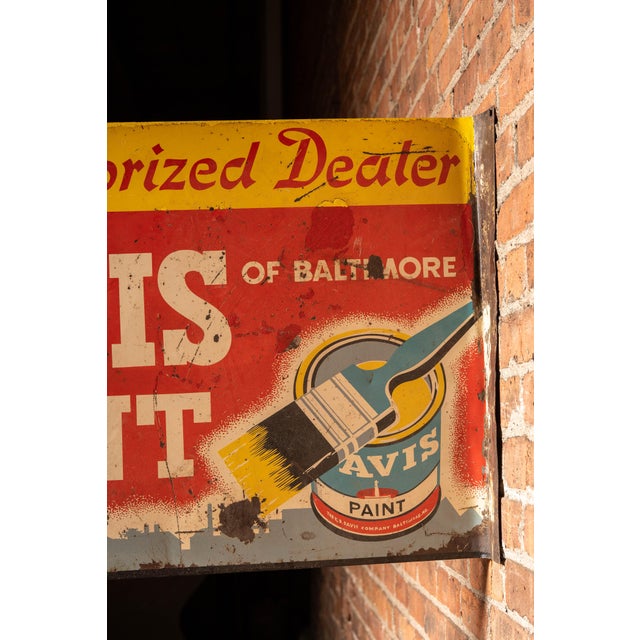 Metal Vintage Davis Paint Double-Sided Flange Sign For Sale - Image 7 of 8