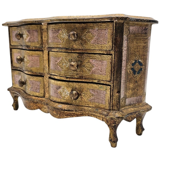 Mid 20th Century Italian Florentine Gilt Jewelry Chest, 13.5" Mid Century For Sale - Image 5 of 14
