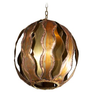 1970s Feldman Brutalist Metal Pendant Light For Sale