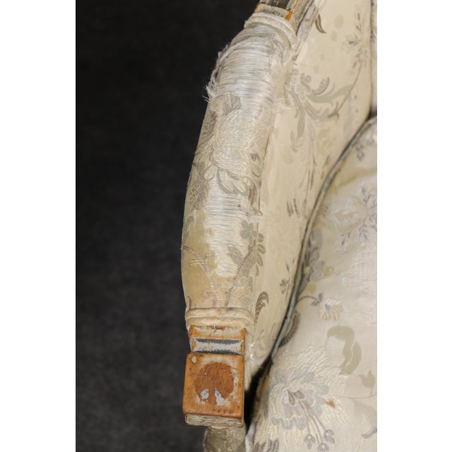 Pair 18th Century French Louis XVI Distressed Painted Bergères For Sale - Image 17 of 17