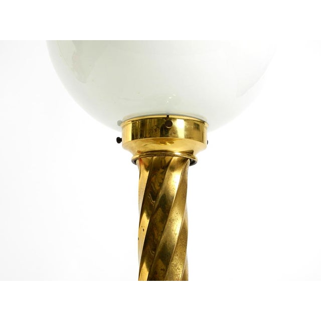 Large Column-Style Table Lamp in Brass with Frosted Glass Globe, 1960s For Sale - Image 10 of 18
