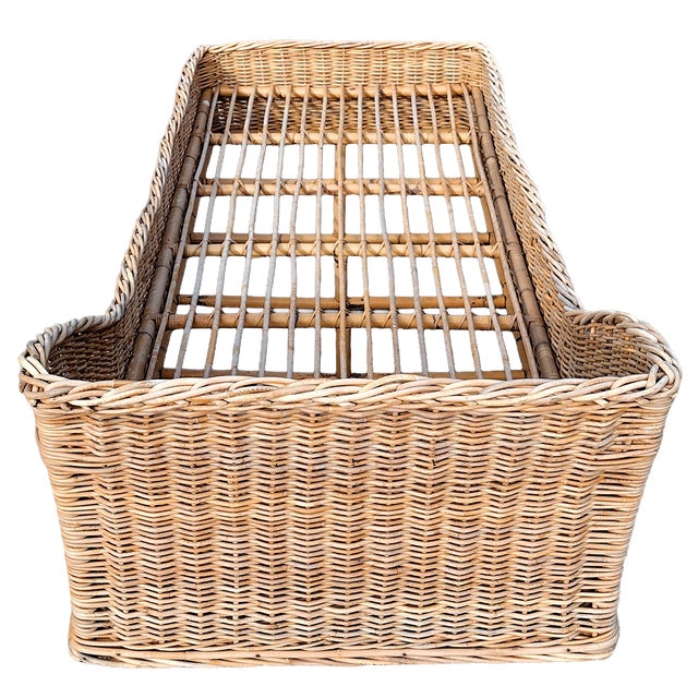 Coastal Chic Ralph Lauren Style Bamboo / Braided Natural Rattan Chaise / Daybed For Sale In Tulsa - Image 6 of 10