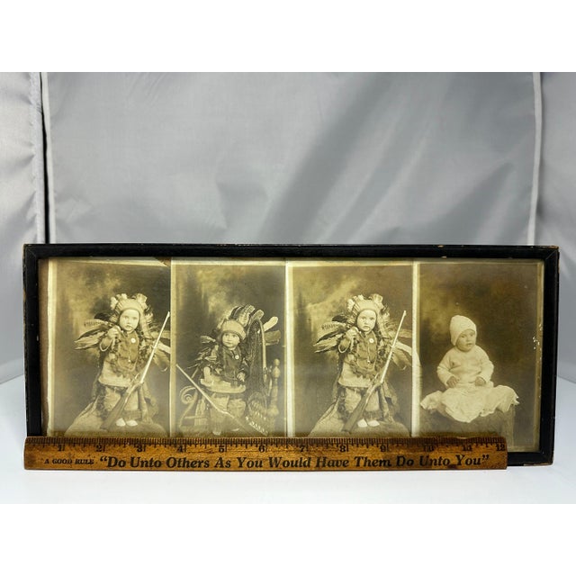 Black Antique Framed Photograph Collage: Toddler Dressed as Native American For Sale - Image 8 of 8