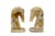 Vintage Mid-Century Modern Hand Carved Honey Onyx Horse Head Bookends featuring a smooth, polished finish with natural...