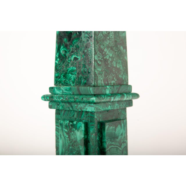 Gemstone Pair of Malachite Obelisks For Sale - Image 7 of 10
