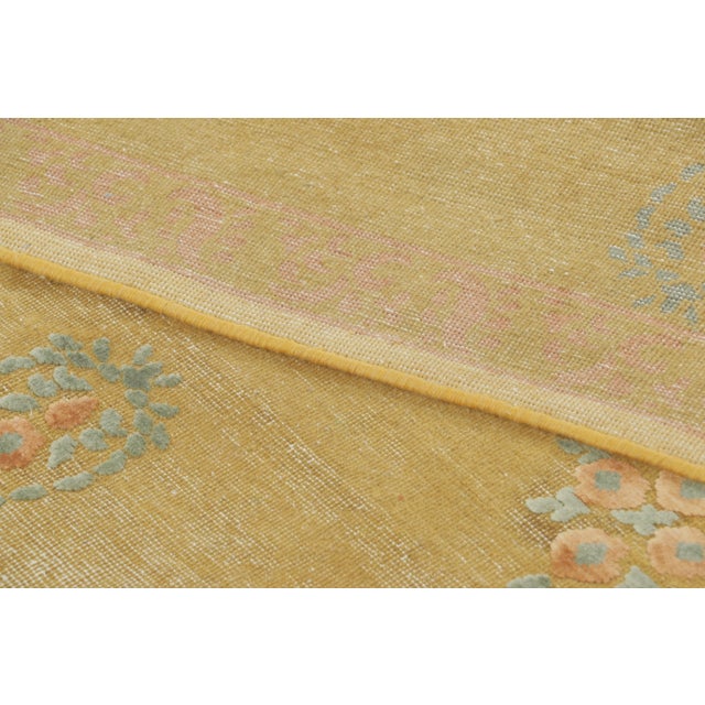 Textile Contemporary Block Print Floral Natural Silk Runner by Rug & Kilim, India For Sale - Image 7 of 9