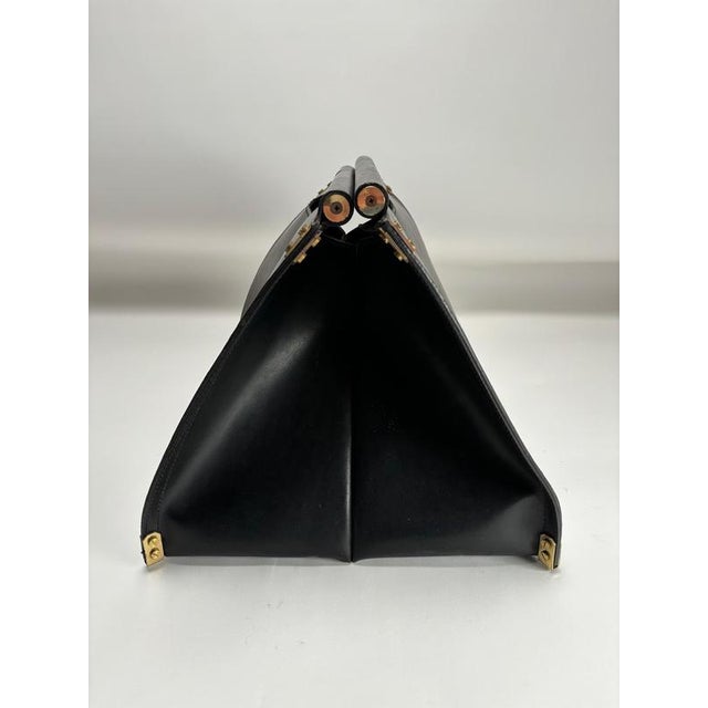 Metal Leather and Brass Dimensionefuoco Firewood Sack by Afra & Tobia Scarpa, Italy, 1980s For Sale - Image 7 of 11