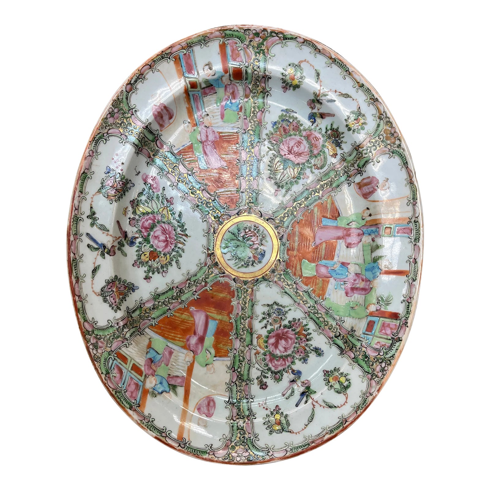 アンティーク　チャイナ　ローズメダリオン ２枚　Chinese Rose Large Antique Chinese Rose Medallion Platter, 1891-1920 Mark