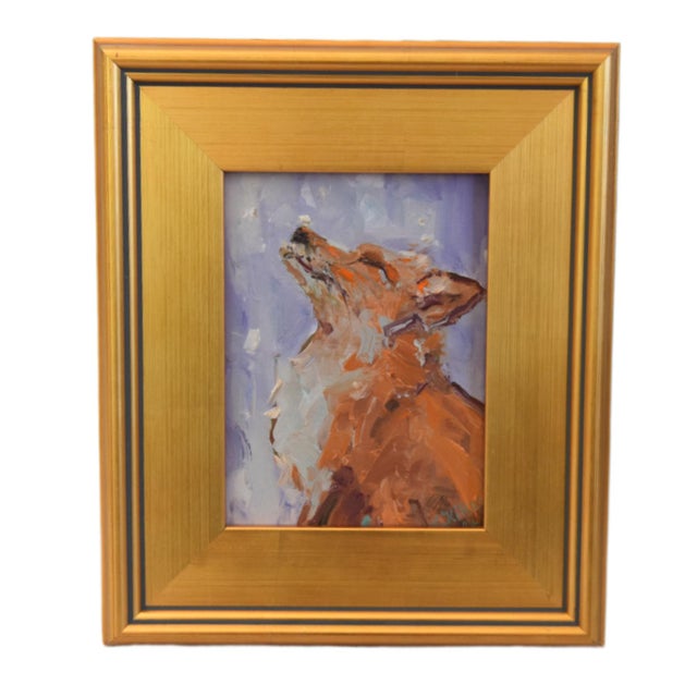 2020s Impressionist Red Fox Oil Painting Including the Antiqued Gold Wood Frame For Sale - Image 5 of 5