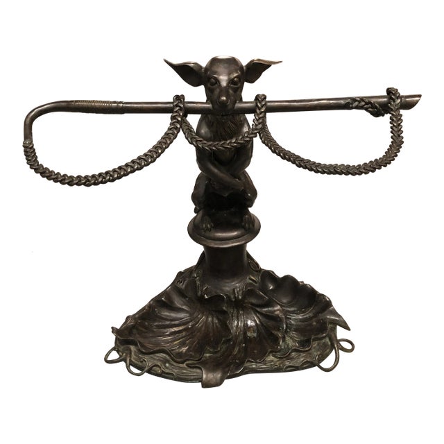 Early 20th Century English Bronze Dog Form Umbrella or Cane Holder After the Original For Sale