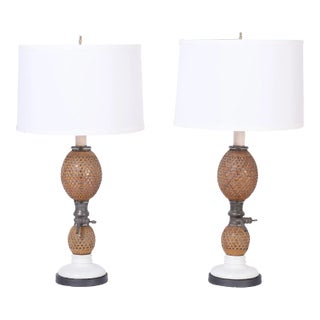 Vintage Pair of French Seltzer Bottle Table Lamps For Sale