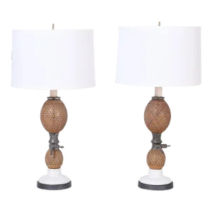 Vintage Pair of French Seltzer Bottle Table Lamps