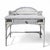 Two-piece white woven wicker writing desk and matching side chair set with a raised gallery, central drawer, and braided...