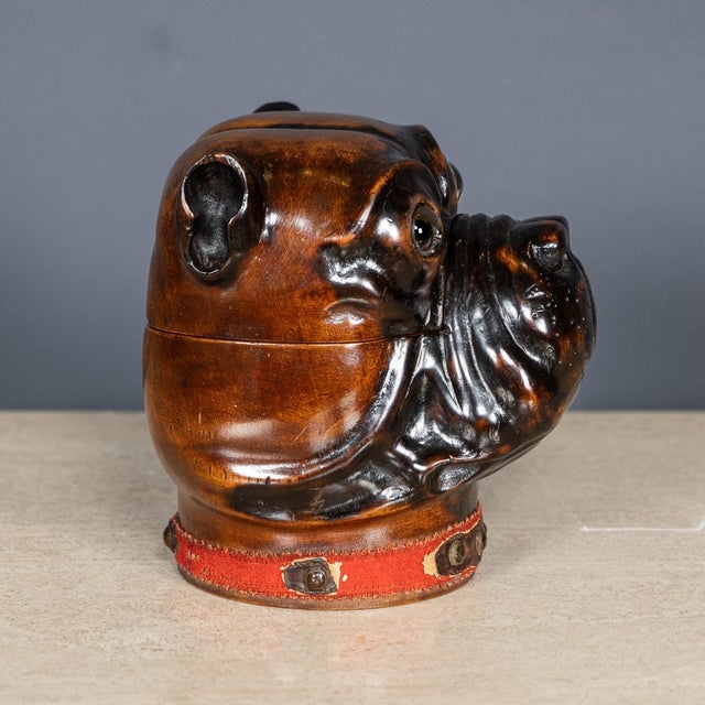 Antique 20th Century Wood of Life Bulldog Inkwell Jar, 1910s For Sale - Image 17 of 18