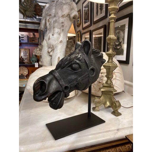 Wood 19th Century American Carved Wood Horse Head For Sale - Image 7 of 12