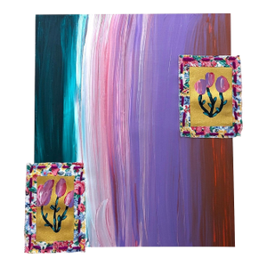 "Reasonable Assumptions" Contemporary Abstract Floral Textile Mixed-Media Painting by Frances Sousa