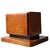 A vintage European cigar box, circa 1930–1950, featuring Art Deco styling and intricate wood mosaic inlay. Warm amber...
