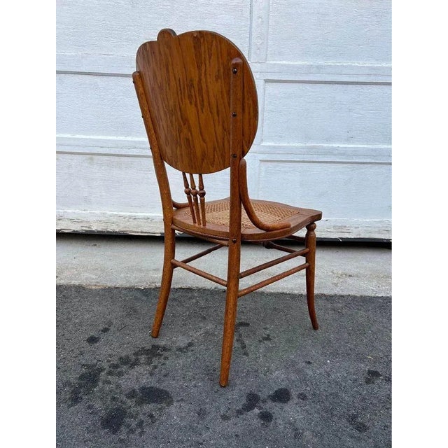 19th Century 19th Century Art Nouveau Style Tiger Oak Bentwood Carved Side Chair For Sale - Image 5 of 11