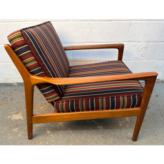 Brown Mid-Century Modern Teak Scandinavian Armchair For Sale - Image 8 of 13