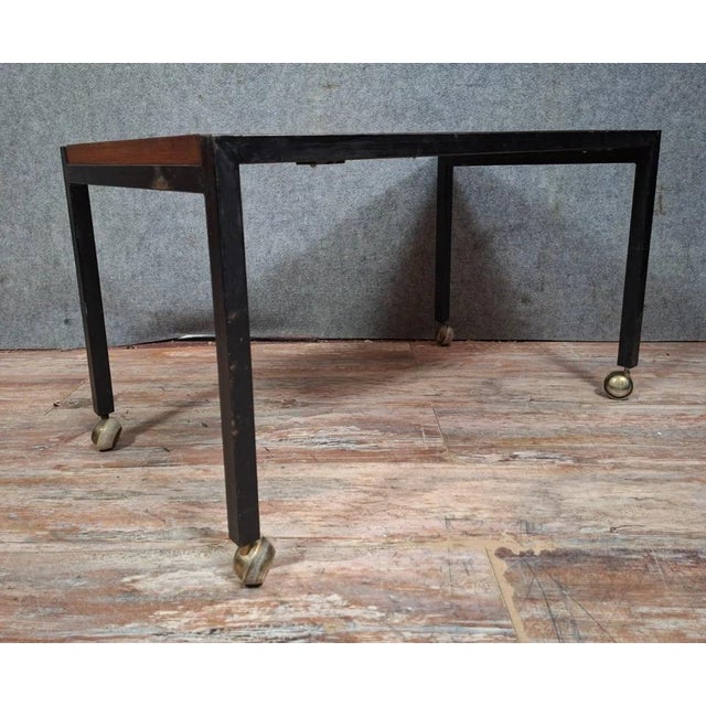 Wood Modern Coffee Table with Wooden Top and Metal Frame, 1970s For Sale - Image 7 of 9