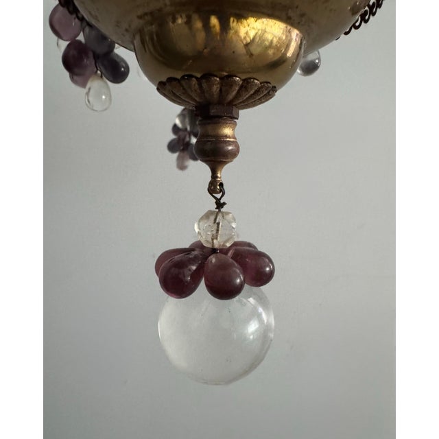 Brass Antique Chandelier With Glass Grape Clusters For Sale - Image 8 of 8