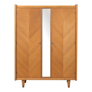 Vintage French Wardrobe with Two Doors and Mirror, 1960 For Sale