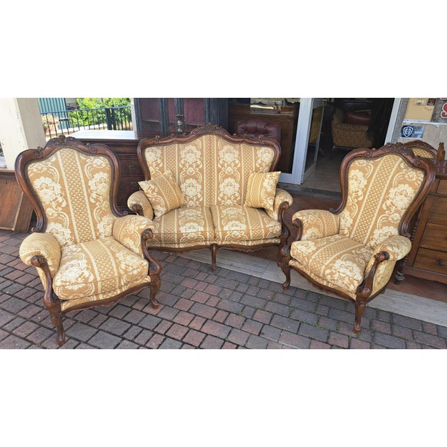 Antique Italian Living Room Set, 1890s, Set of 3 For Sale - Image 9 of 9