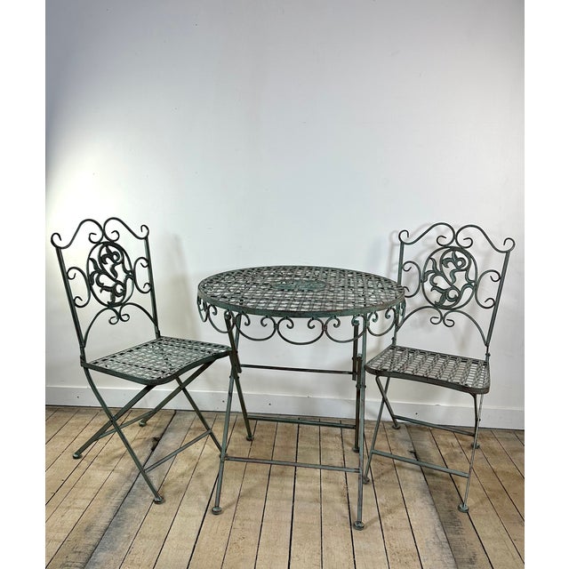 Folding Wrought Iron Garden Furniture Set, 1980s, Set of 3 For Sale - Image 9 of 9