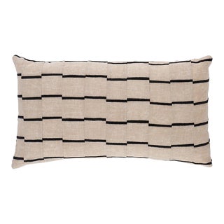 Schumacher X David Kaihoi Lines 20" Lumbar Pillow in Black For Sale