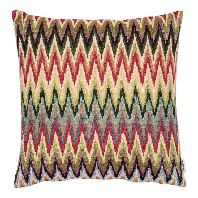 Zigzag Summer Woven Cushion With Feather Filler - 42x42cm (17"x17") For Sale