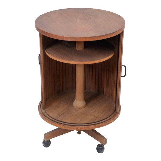 Swivel Teak Mobile Bar, Italy, 1960s For Sale